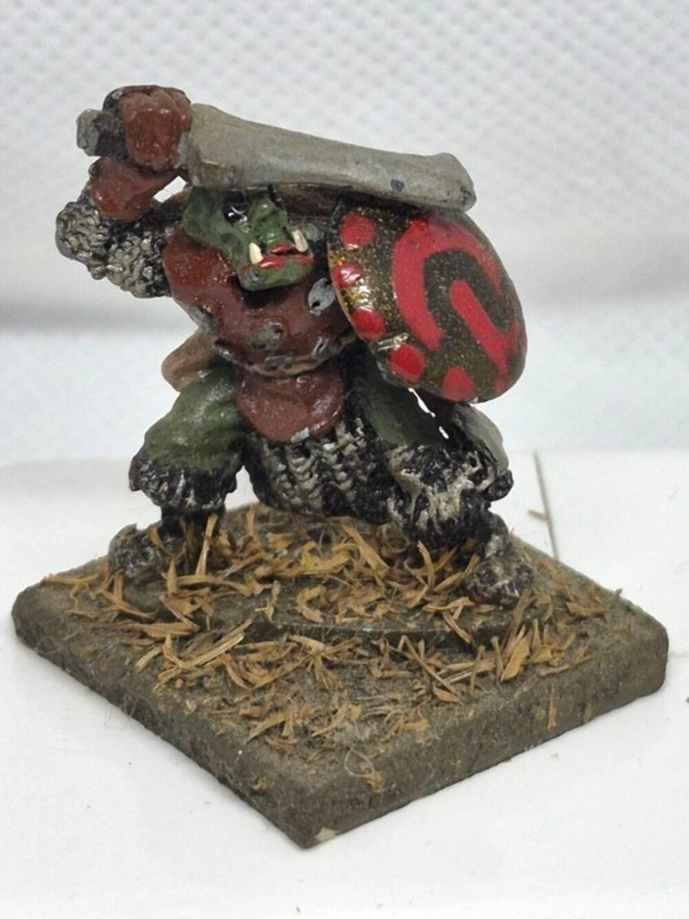 Hand-Painted Orc Warrior Miniature With Sword & Shield For Tabletop RPGs